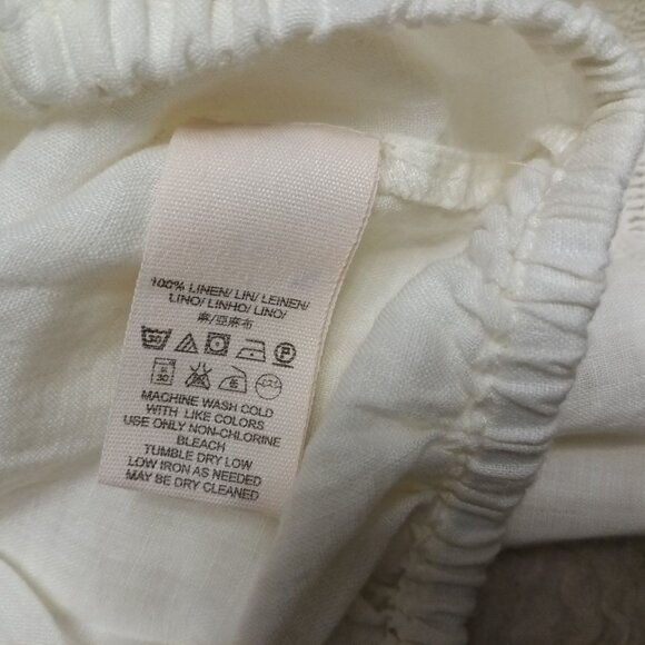 Free People Women's 100% Linen White Long Lantern Sleeve Blouses Top Size XS - Picture 8 of 9